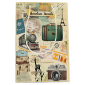 Vintage Travel Collage Medium Cadeauzakje (Voorkant)