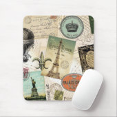 Vintage Travel collage mousepad Muismat (Met muis)