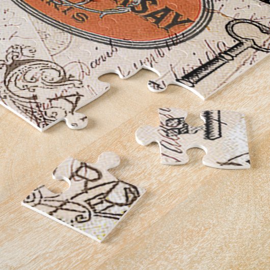 Vintage Travel collage puzzel Legpuzzel (Zijkant)