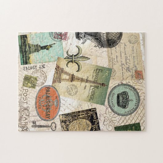 Vintage Travel collage puzzel Legpuzzel (Horizontaal)