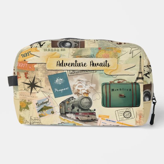 Vintage Travel Collage Toilettasje (Voorkant)