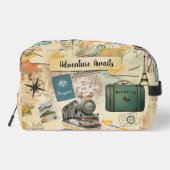 Vintage Travel Collage Toilettasje (Achterkant)