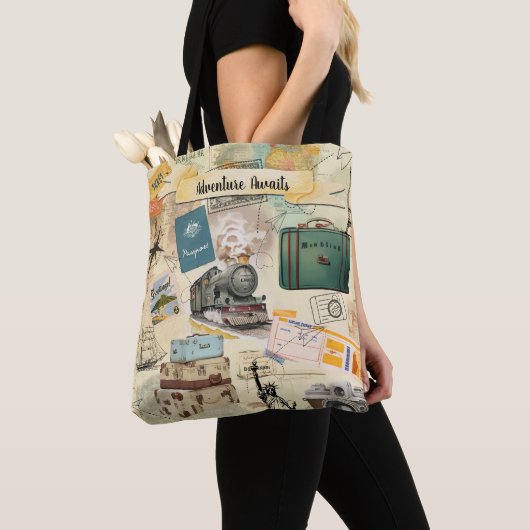 Vintage Travel Collage Tote Bag (Dichtbij)