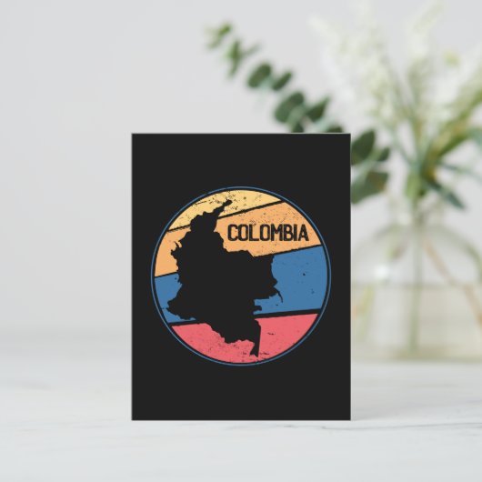 Vintage Travel Colombia kaart kleurrijk (Staand voorkant)