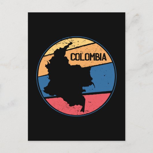 Vintage Travel Colombia kaart kleurrijk (Voorkant)
