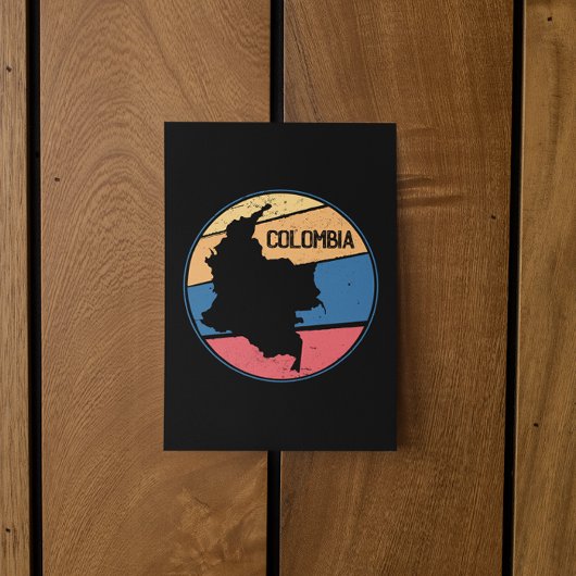 Vintage Travel Colombia kaart kleurrijk