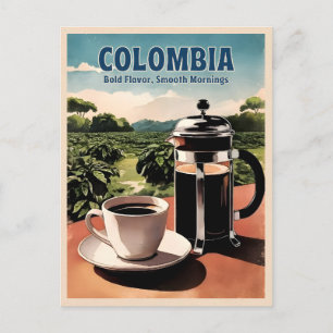 Vintage Travel Colombia Koffie Boerderij Retro Gra Briefkaart