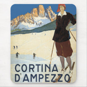 Vintage Travel Cortina d'Ampezzo, Italië Ski Alps Muismat