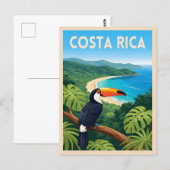 Vintage Travel Costa Rica Nature Beach Retro Briefkaart (Voorkant / Achterkant)