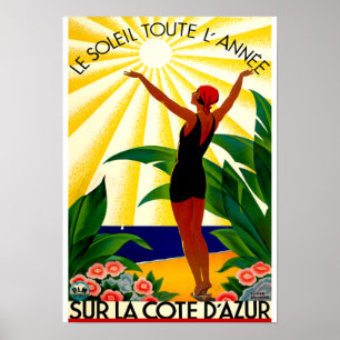 Vintage Travel - Côte d'Azur - French Riviera Poster