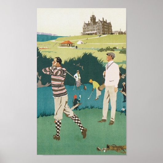 Vintage Travel Cruden Bay die Golf speelt Poster (Voorkant)