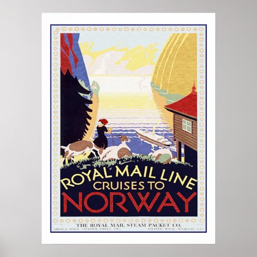 Vintage Travel Cruise naar Noorwegen Poster (Voorkant)