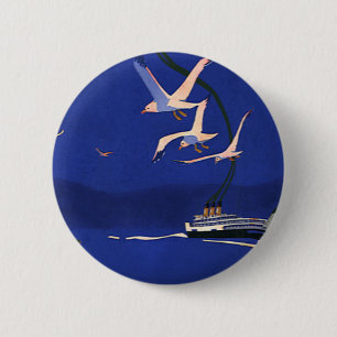 Vintage Travel, cruise Ship Vacation in Alaska Ronde Button 5,7 Cm