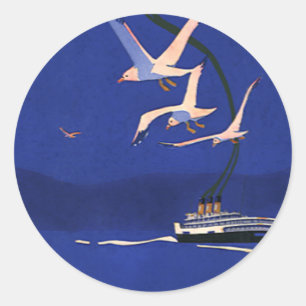 Vintage Travel, cruise Ship Vacation in Alaska Ronde Sticker