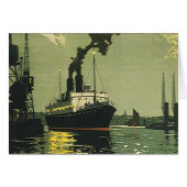 Vintage Travel, cruiseschip in een haven (Voorkant Horizontaal)