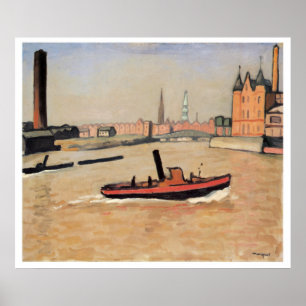 Vintage Travel de haven van Hamburg Duitsland Poster