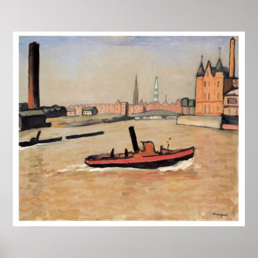 Vintage Travel de haven van Hamburg Duitsland Poster (Voorkant)