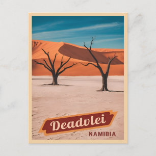 Vintage Travel Deadvlei Namibië woestijnlandschap Briefkaart