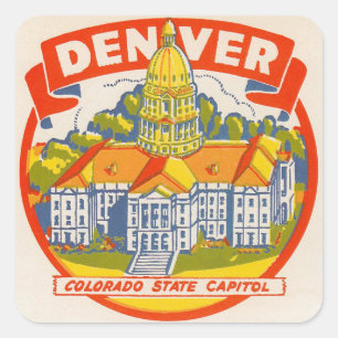 VINTAGE TRAVEL - DENVER VIERKANTE STICKER