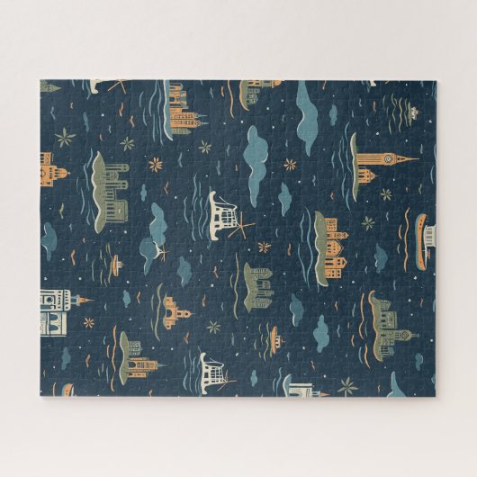 Vintage Travel Design Puzzel Legpuzzel (Horizontaal)