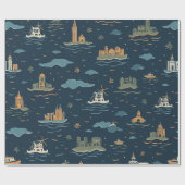 Vintage Travel Design Wrapping Paper Cadeaupapier (Vlak)