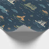 Vintage Travel Design Wrapping Paper Cadeaupapier (Hoek)