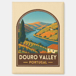 Vintage Travel Douro Valley Portugal Retro Schilde Magneet