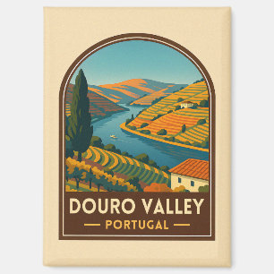Vintage Travel Douro Valley Portugal Retro Schilde Magneet