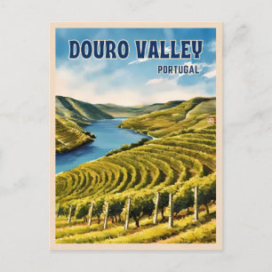 Vintage Travel Douro Valley Portugal Vineyard Briefkaart