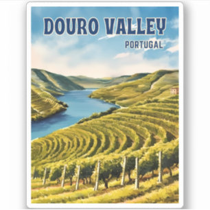 Vintage Travel Douro Valley Portugal Vineyard Sticker