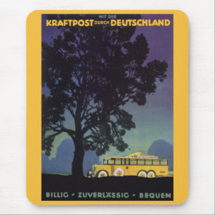Vintage Travel, Duitsland, Gele bus bij nacht Muismat