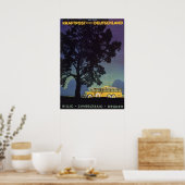 Vintage Travel, Duitsland, Gele bus bij nacht Poster (Keuken)