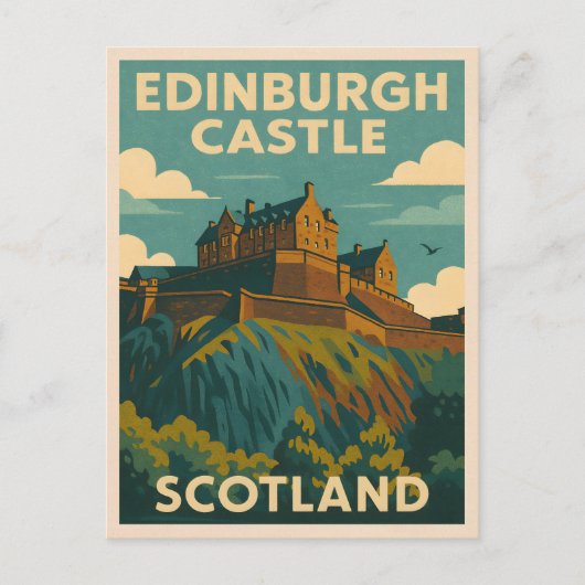Vintage Travel Edinburgh Castle Schotland Retro Briefkaart (Voorkant)
