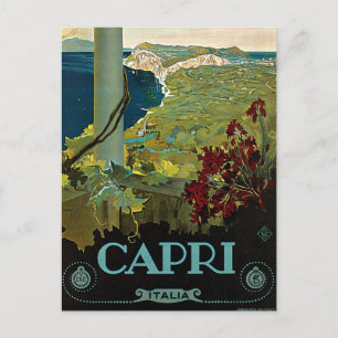 Vintage Travel, eiland Capri, Italiaanse kust Briefkaart