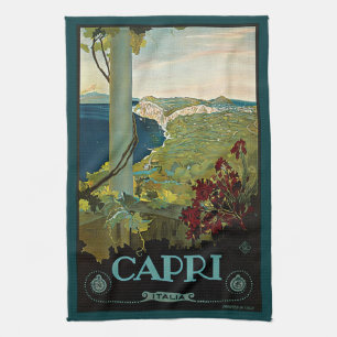 Vintage Travel, eiland Capri, Italiaanse kust Theedoek