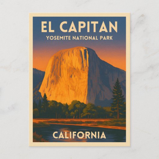 Vintage Travel El Capitan Yosemite National Park Briefkaart (Voorkant)