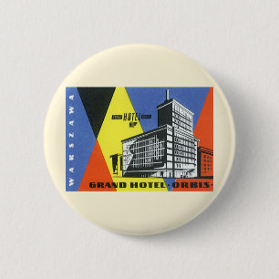 Vintage Travel Europe, Warschau (Warschau), Polen Ronde Button 5,7 Cm