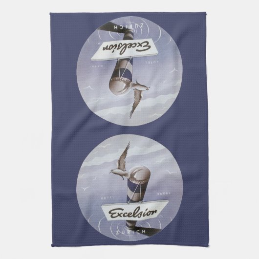 Vintage Travel Excelsior Hotel Zurich Zwitserland Theedoek (Verticaal)