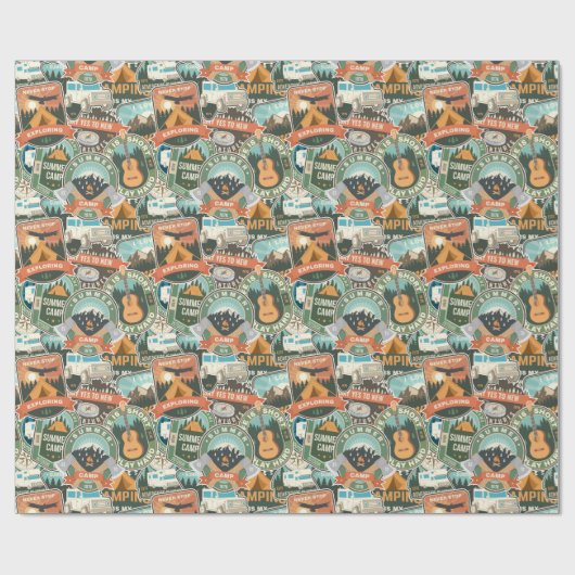 Vintage Travel Explorer Patroon Cadeaupapier (Vlak)