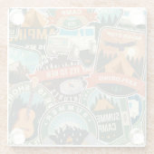 Vintage Travel Explorer Patroon Glazen Onderzetter (Achterkant)