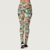 Vintage Travel Explorer Patroon Leggings (Achterkant)