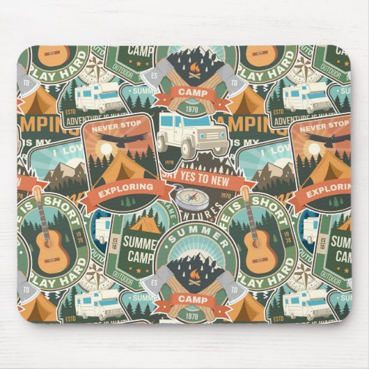 Vintage Travel Explorer Patroon Muismat (Voorkant)
