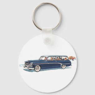 Vintage Travel, Family Vacking in a Station Wagon Sleutelhanger