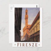 Vintage Travel, Firenze, Florence, Palazzo Vecchio Briefkaart (Voorkant / Achterkant)