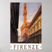 Vintage Travel, Firenze, Florence, Palazzo Vecchio Poster (Voorkant)