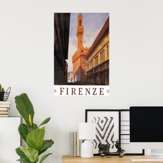 Vintage Travel, Firenze, Florence, Palazzo Vecchio Poster (Thuiskantoor)