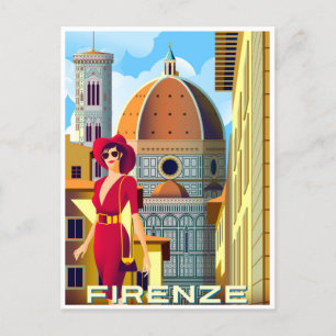 Vintage Travel Florence Firenze Italië Kerk Duomo Briefkaart