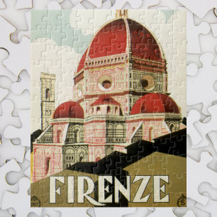 Vintage Travel Florence Firenze Italië Kerk Duomo Legpuzzel