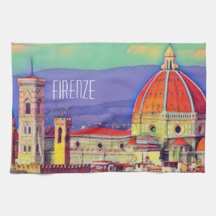 Vintage Travel Florence Firenze Italië Kerk Duomo Theedoek