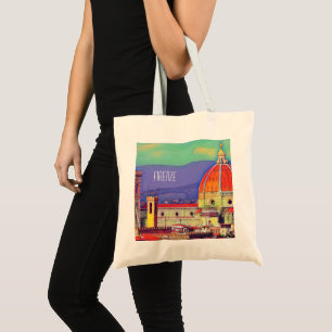 Vintage Travel Florence Firenze Italië Kerk Duomo Tote Bag